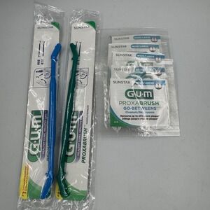 GUM Sunstar 605‎ 611 Proxabrush Interdental Cleaners Blue Green Wide Refills